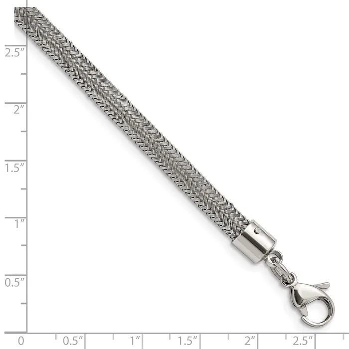 Chisel Stainless Steel Polished and Textured Wire 8 inch Bracelet TreasureFineJewelers Bracelets