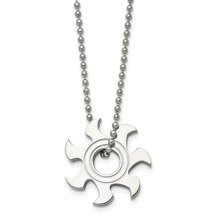 Chisel Stainless Steel Polished Sun Burst Pendant on a 22 inch Ball Chain Necklace TreasureFineJewelers Necklaces