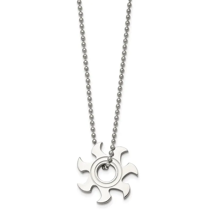 Chisel Stainless Steel Polished Sun Burst Pendant on a 22 inch Ball Chain Necklace TreasureFineJewelers Necklaces