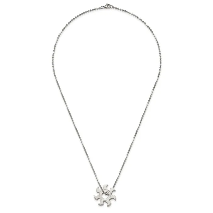Chisel Stainless Steel Polished Sun Burst Pendant on a 22 inch Ball Chain Necklace TreasureFineJewelers Necklaces