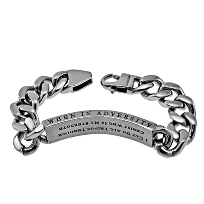 Christian Bracelet for Men CHRIST MY STRENGTH Stainless Steel Curb Chain North Arrow Shop Bracelets Christian Bracelet for Men CHRIST MY STRENGTH Stainless Steel Curb Chain North Arrow Shop Bracelets