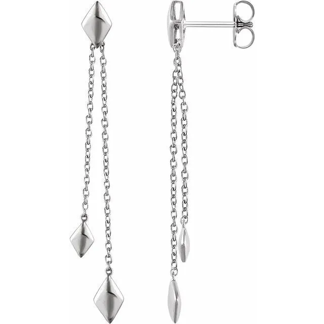 Earrings 14K White Chain Earrings TreasureFineJewelers
