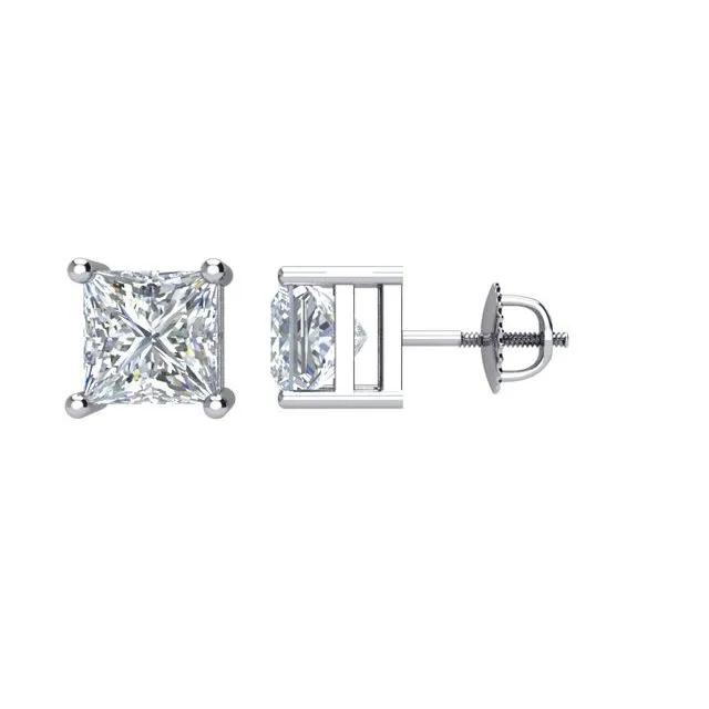 Earrings 14K White Gold 13 CTW Natural Diamond Threaded Post Stud Earring TreasureFineJewelers