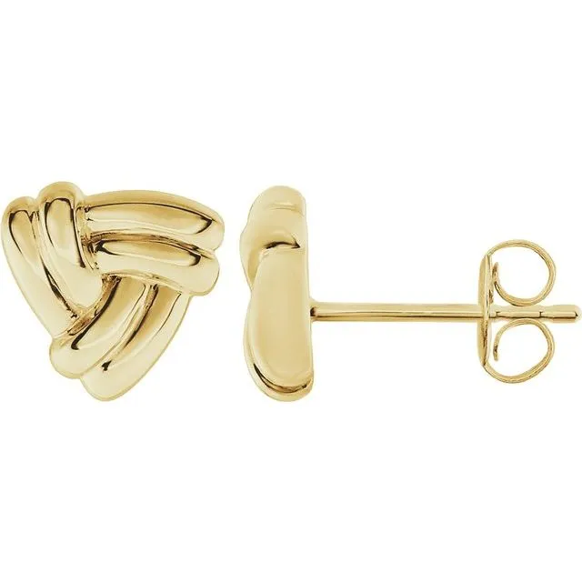Earrings 14K Yellow Triangle Knot Earrings TreasureFineJewelers