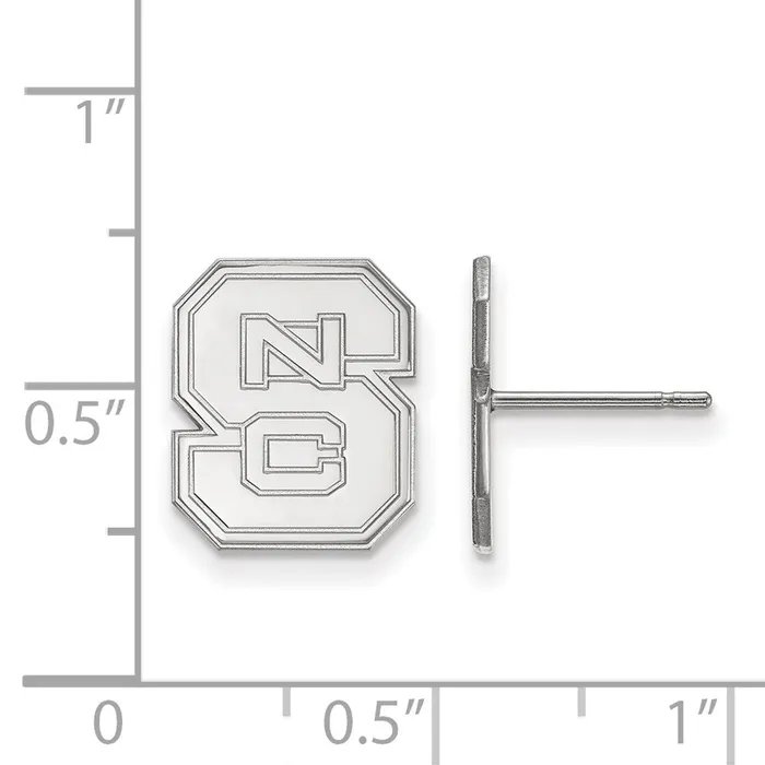 Earrings Sterling Silver Rhodiumplated North Carolina State University NCS Small Post Earrings TreasureFineJewelers