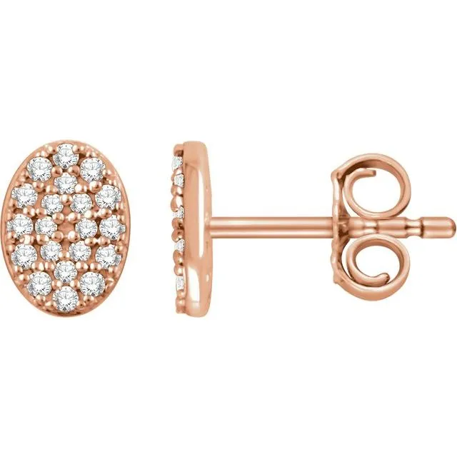 Earrings TreasureFineJewelers 14K Rose 16 CTW Diamond Oval Cluster Earrings Earrings TreasureFineJewelers 14K Rose 16 CTW Diamond Oval Cluster Earrings
