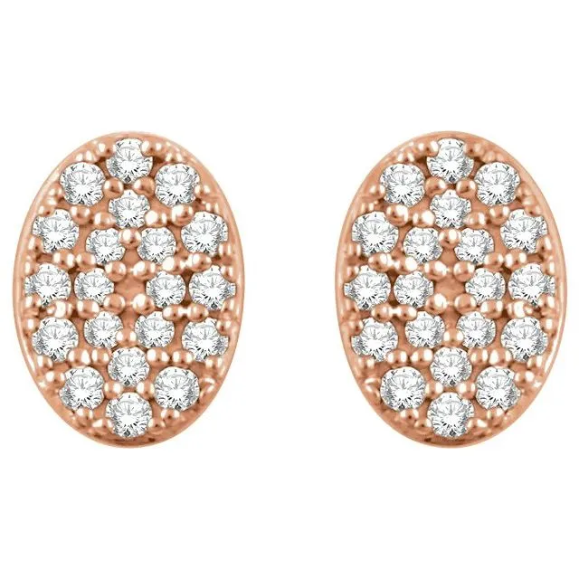 Earrings TreasureFineJewelers 14K Rose 16 CTW Diamond Oval Cluster Earrings