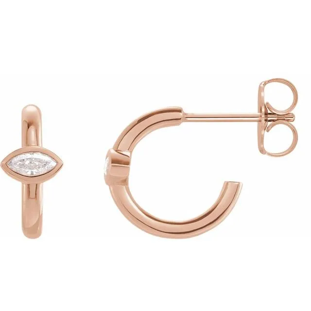 Earrings TreasureFineJewelers 14K Rose Gold 18 CTW Natural Diamond Huggie Hoop Earrings