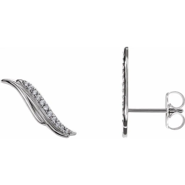 Earrings TreasureFineJewelers 14K White 06 CTW Diamond Ear Climbers