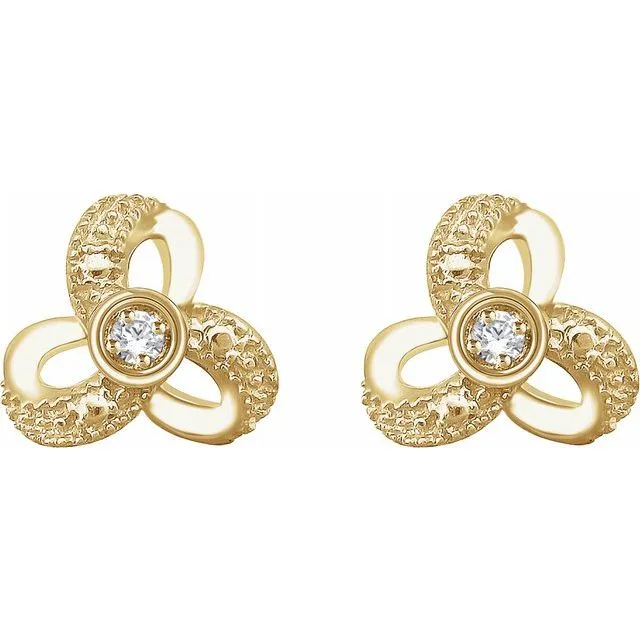 Earrings TreasureFineJewelers 14K Yellow 16 CTW Diamond Knot Earrings