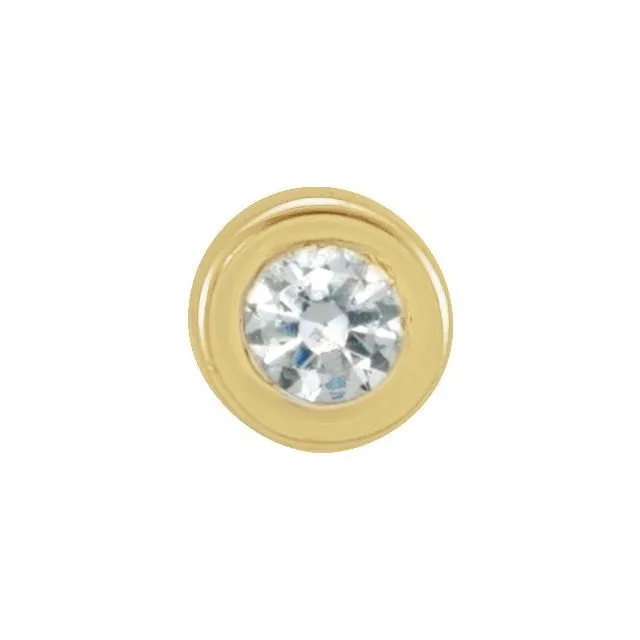 Earrings TreasureFineJewelers 14K Yellow Gold 01 CT Natural Diamond Micro Bezel Single Stud Earring
