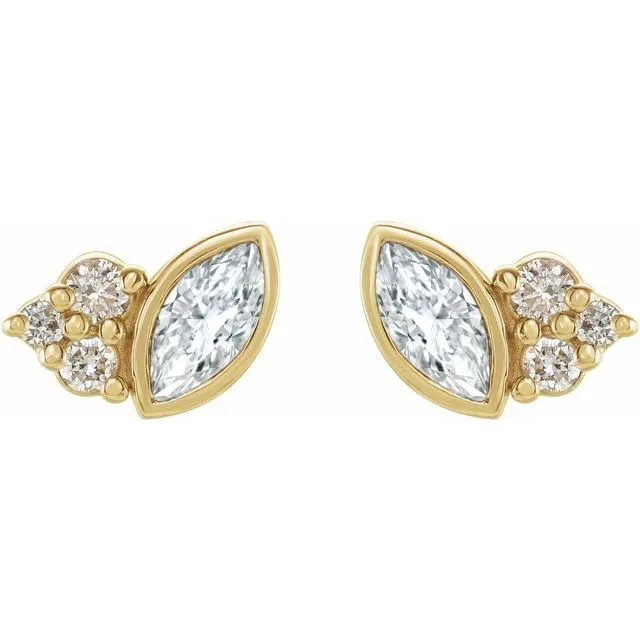 Earrings TreasureFineJewelers 14K Yellow Gold 15 CTW Natural Diamond Earrings