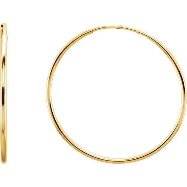 Earrings TreasureFineJewelers 14K Yellow Gold 24 mm Endless Hoop Earrings