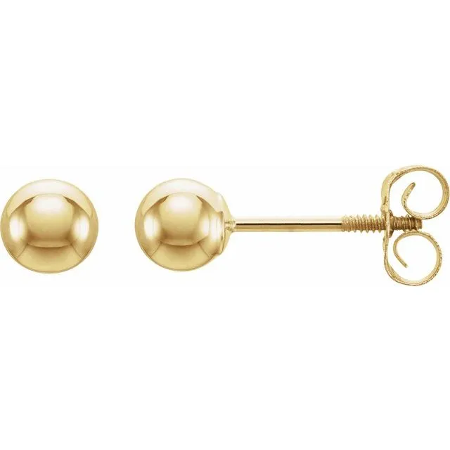 Earrings TreasureFineJewelers 14K Yellow Gold 4 mm Ball Stud Earrings