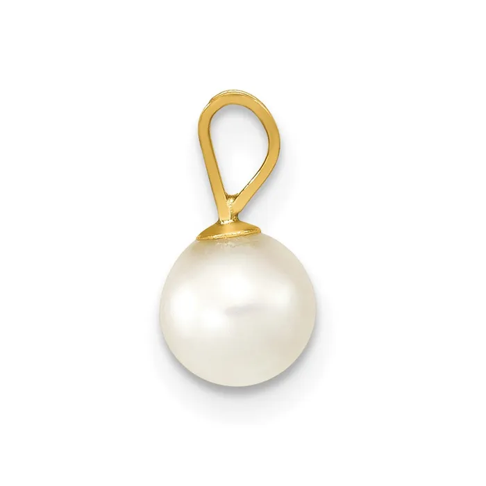 Earrings TreasureFineJewelers 14k Yellow Gold Gold 56mm Round White Saltwater Akoya Cultured Pearl Pendant