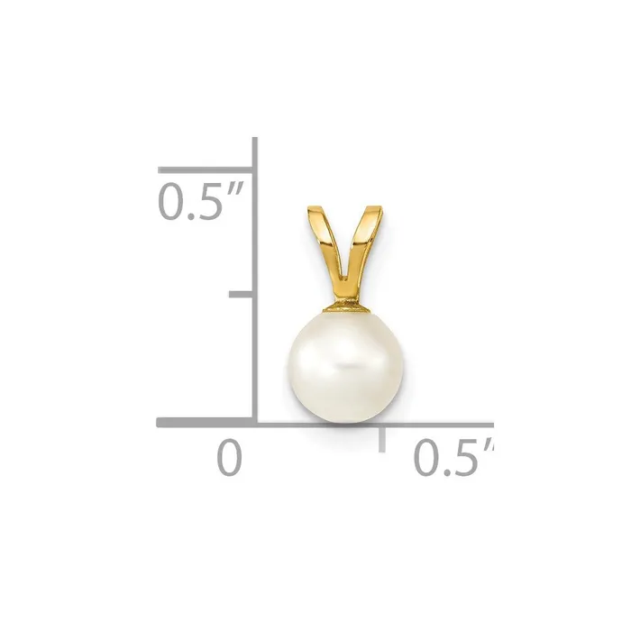 Earrings TreasureFineJewelers 14k Yellow Gold Gold 56mm Round White Saltwater Akoya Cultured Pearl Pendant