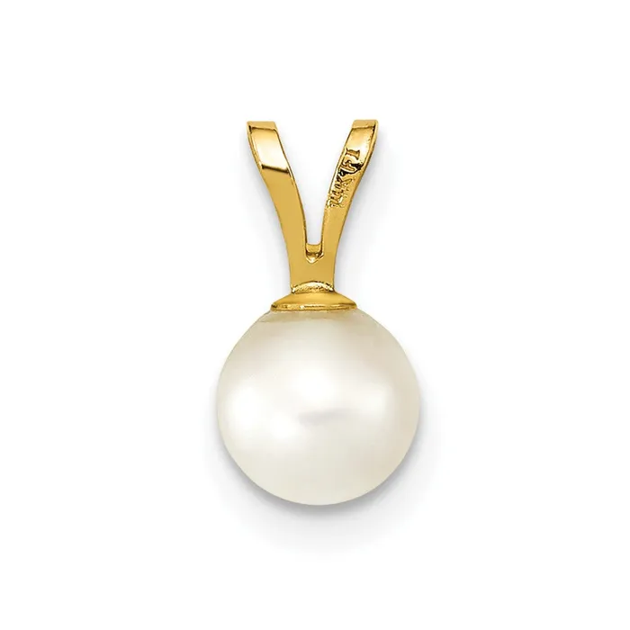 Earrings TreasureFineJewelers 14k Yellow Gold Gold 56mm Round White Saltwater Akoya Cultured Pearl Pendant