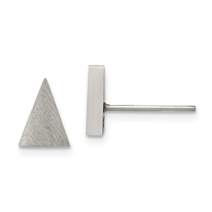 Earrings TreasureFineJewelers Stainless Steel Brushed Triangle Post Earrings Earrings TreasureFineJewelers Stainless Steel Brushed Triangle Post Earrings