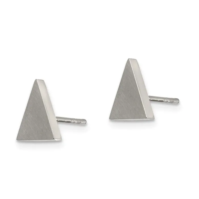 Earrings TreasureFineJewelers Stainless Steel Brushed Triangle Post Earrings