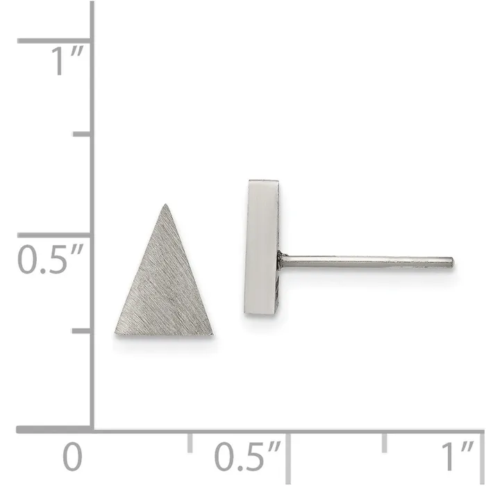 Earrings TreasureFineJewelers Stainless Steel Brushed Triangle Post Earrings