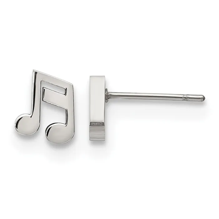 Earrings TreasureFineJewelers Stainless Steel Polished Music Note Post Earrings Earrings TreasureFineJewelers Stainless Steel Polished Music Note Post Earrings