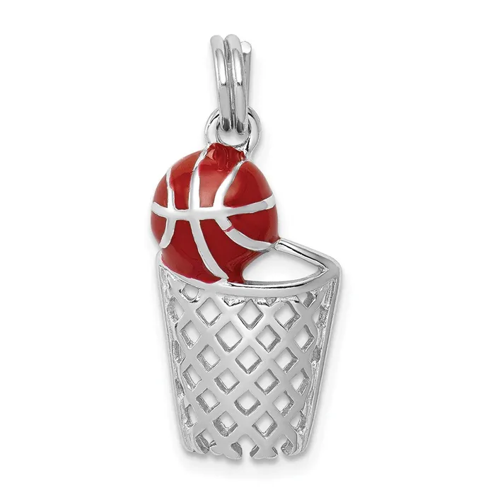 Earrings TreasureFineJewelers Sterling Silver RhodiumplatedEnamel Basketball Hoop Charm Earrings TreasureFineJewelers Sterling Silver RhodiumplatedEnamel Basketball Hoop Charm