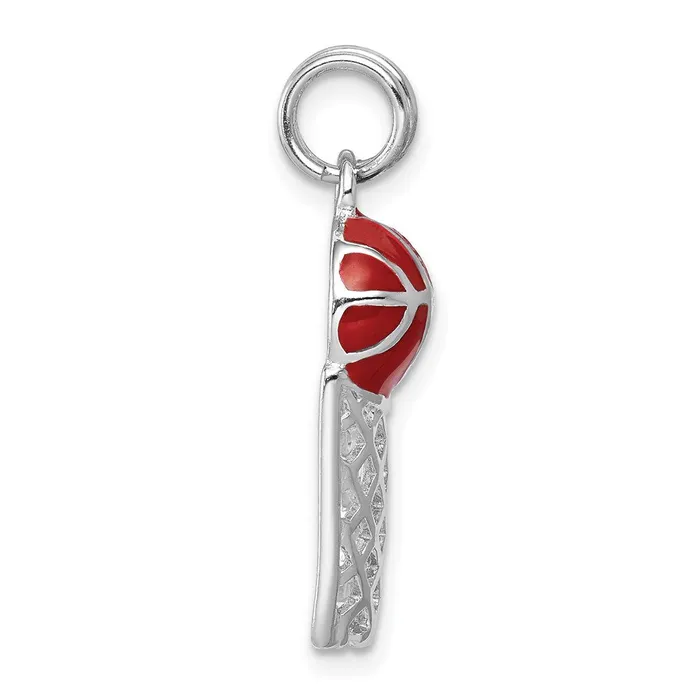 Earrings TreasureFineJewelers Sterling Silver RhodiumplatedEnamel Basketball Hoop Charm