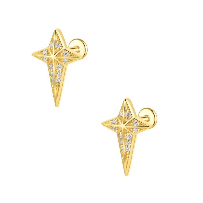 Earrings Trendolla Jewelry 925 Silver Long Tail Star Flat Back Earrings