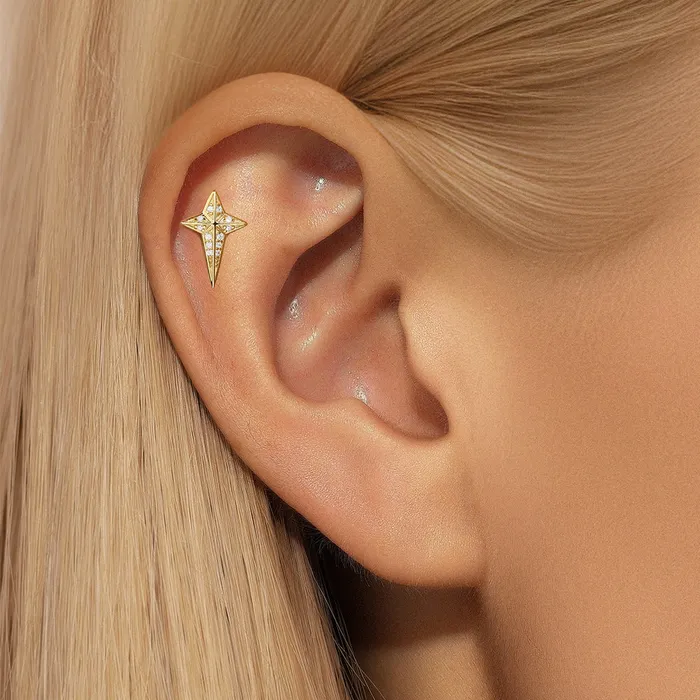 Earrings Trendolla Jewelry 925 Silver Long Tail Star Flat Back Earrings