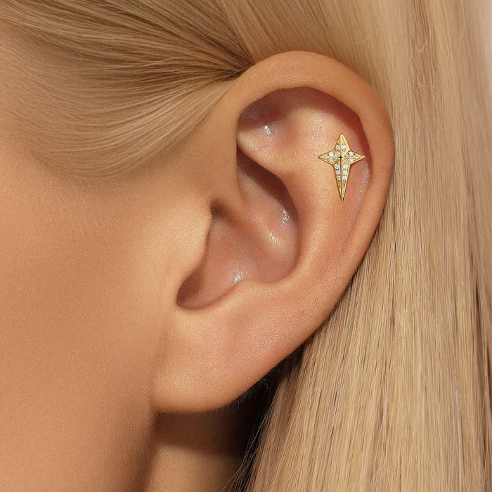 Earrings Trendolla Jewelry 925 Silver Long Tail Star Flat Back Earrings