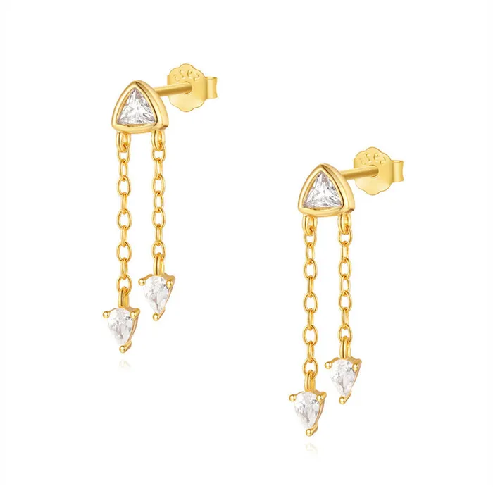 Earrings Trendolla Jewelry 925 Silver Triangle Tassel Drop Earrings
