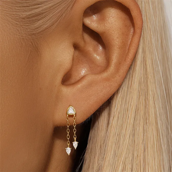 Earrings Trendolla Jewelry 925 Silver Triangle Tassel Drop Earrings