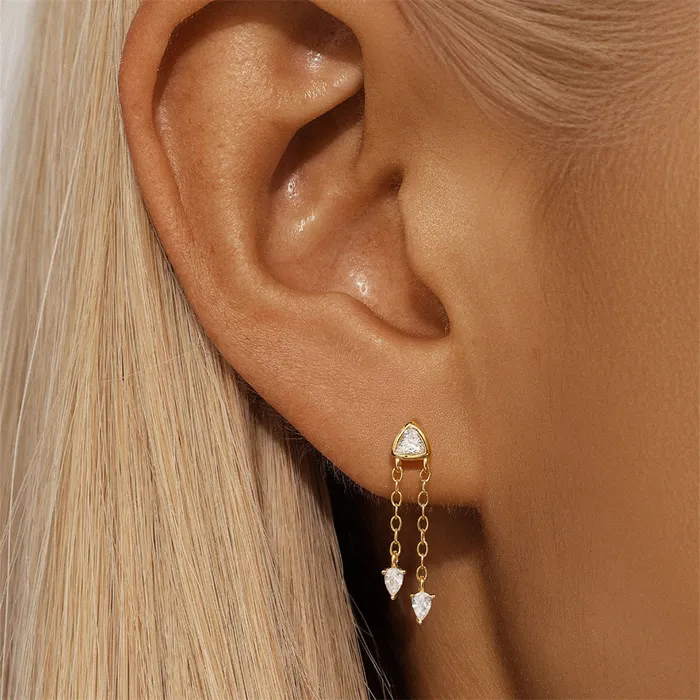 Earrings Trendolla Jewelry 925 Silver Triangle Tassel Drop Earrings