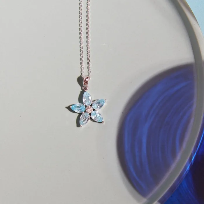 Ema Jewels Necklaces Aletheia Light Azure Sterling Silver Necklace