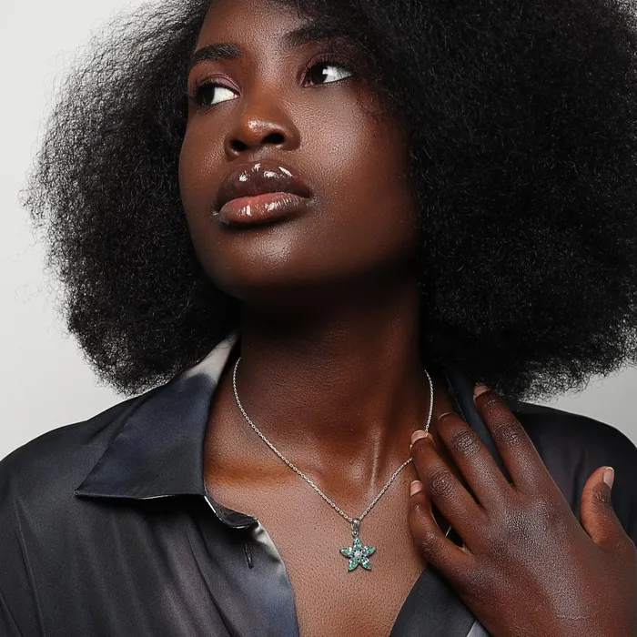 Ema Jewels Necklaces Aletheia Light Azure Sterling Silver Necklace