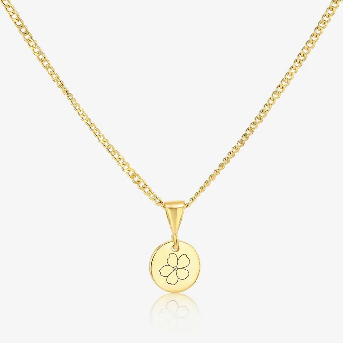 Ema Jewels Necklaces Hawthorn May Birth Flower Pendant Necklace 14K 925 Gold Vermeil