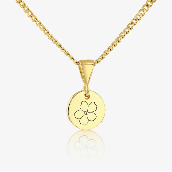 Ema Jewels Necklaces Hawthorn May Birth Flower Pendant Necklace 14K 925 Gold Vermeil