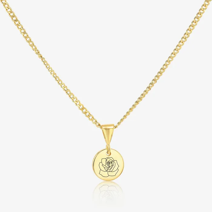 Ema Jewels Necklaces Rose June Birth Flower Pendant Necklace 14K 925 Gold Vermeil