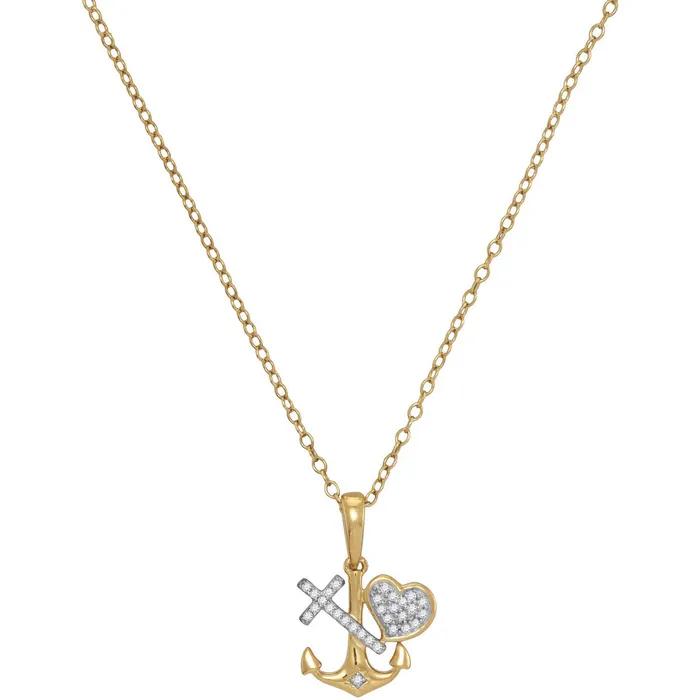 Necklaces 10K Gold Heart and Cross Necklace for Women with Diamonds Anchor 112 Cttw North Arrow Shop Necklaces 10K Gold Heart and Cross Necklace for Women with Diamonds Anchor 112 Cttw North Arrow Shop