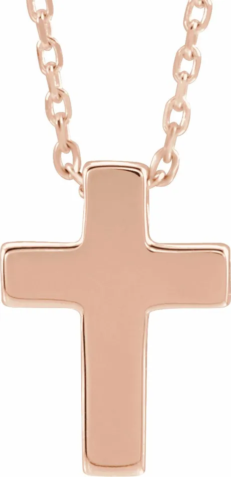 Necklaces 14K Rose Gold Petite Cross 1618 Necklace TreasureFineJewelers