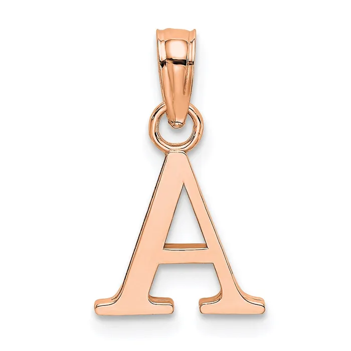 Necklaces 14K Rose Gold Polished Block Letter A Initial Pendant TreasureFineJewelers Necklaces 14K Rose Gold Polished Block Letter A Initial Pendant TreasureFineJewelers