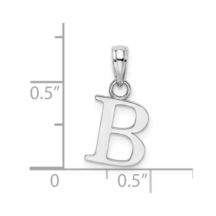 Necklaces 14k White Gold Polished Block Letter B Initial Pendant TreasureFineJewelers