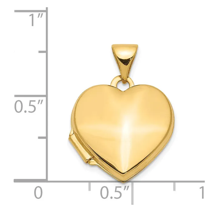 Necklaces 14k Yellow Gold Plain 15mm Heart Locket TreasureFineJewelers