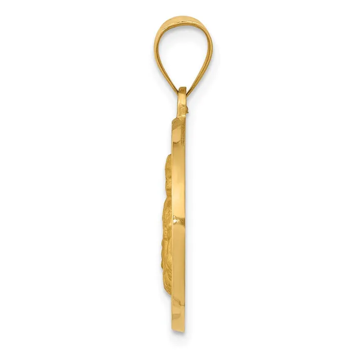 Necklaces 14k Yellow Gold Polished Satin St Thomas More Hollow Medal Pendant TreasureFineJewelers