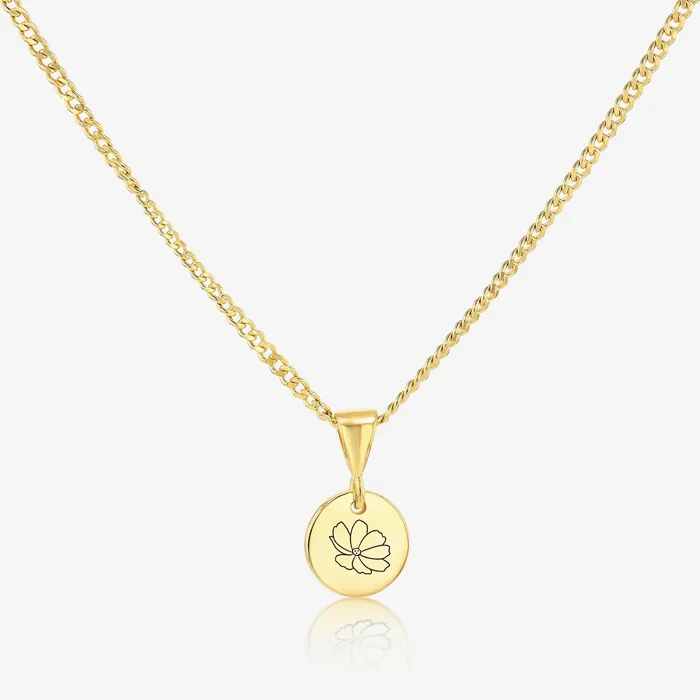 Necklaces Ema Jewels Cosmos October Birth Flower Pendant Necklace 14K 925 Gold Vermeil