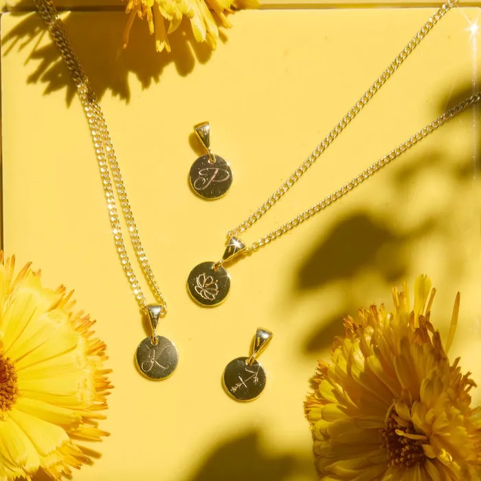 Necklaces Ema Jewels Cosmos October Birth Flower Pendant Necklace 14K 925 Gold Vermeil