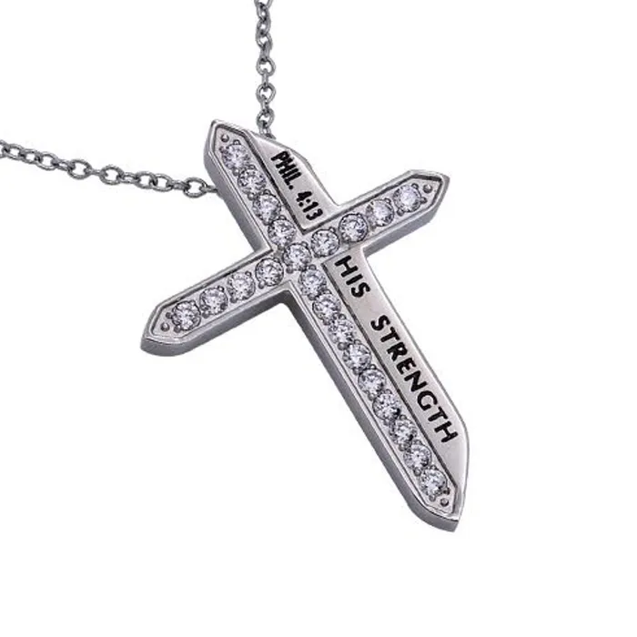 Necklaces HIS STRENGTH Philippians 413 Sword of the Spirit Cross Necklace Stainless Steel North Arrow Shop Necklaces HIS STRENGTH Philippians 413 Sword of the Spirit Cross Necklace Stainless Steel North Arrow Shop