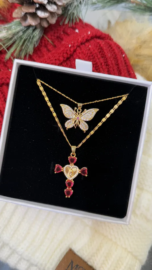 Necklaces MP Jewelry La Crema ButterflyCross Necklace Set