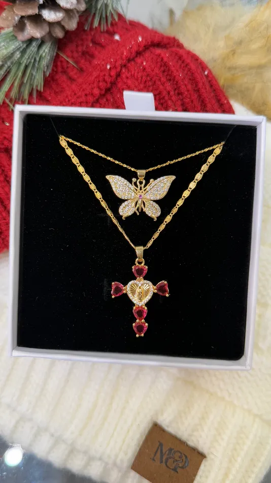 Necklaces MP Jewelry La Crema ButterflyCross Necklace Set Necklaces MP Jewelry La Crema ButterflyCross Necklace Set