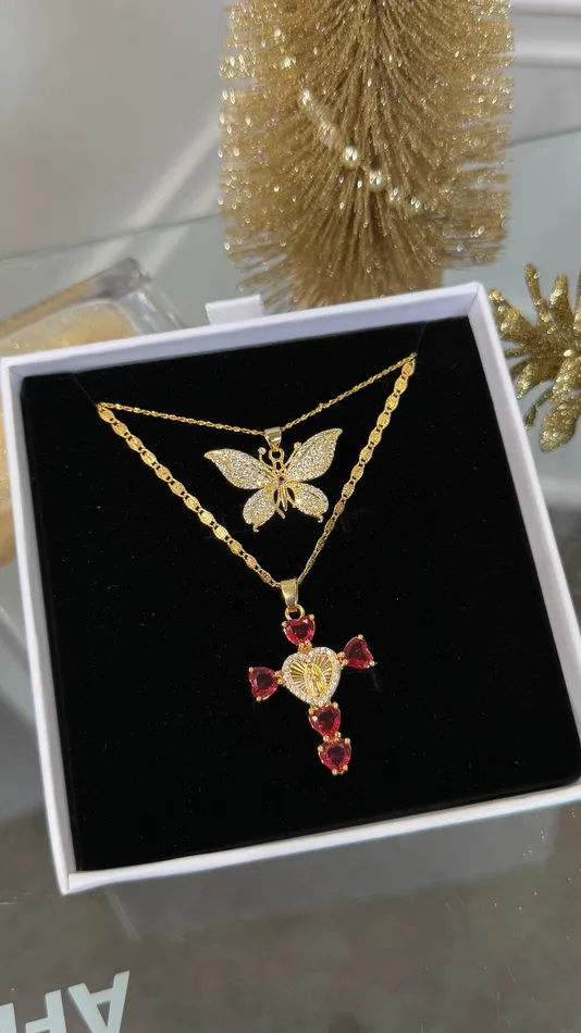 Necklaces MP Jewelry La Crema ButterflyCross Necklace Set Necklaces MP Jewelry La Crema ButterflyCross Necklace Set